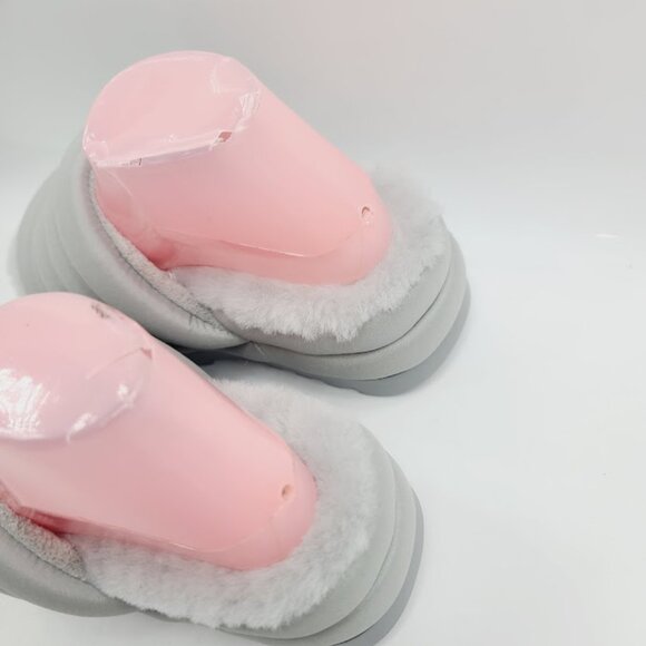 UGG Women's Gray Maxi Stripes Graphine Fur Slip-On Slide Sandal Size 7 - Picture 4 of 8